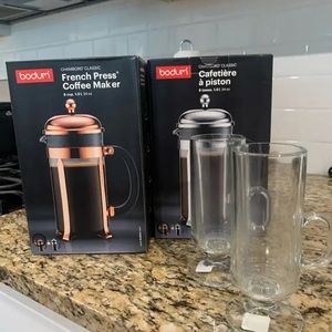 NIP Crate & Barrel Bodum French Press w/Mug set